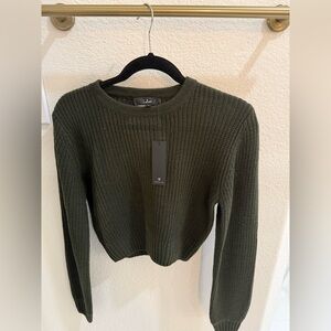 Lulus Olive Green Knit Sweater with open back